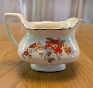 Vintage Lido W.S. George Canarytone 22k Gold Trim Creamer Floral cottagecore